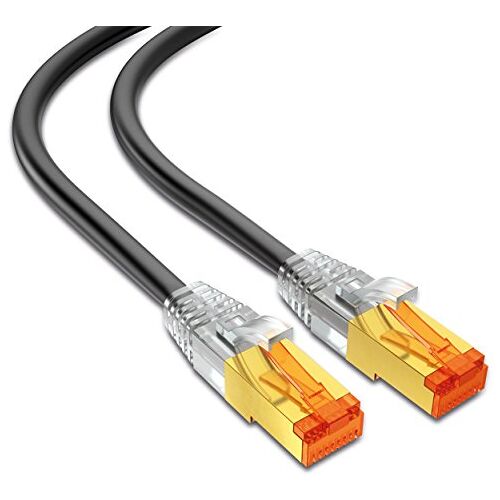 mumbi LAN-kabel 10 m CAT 7 ruwe kabel netwerkkabel S/FTP PimF CAT7 ruwe kabel ethernetkabel patchkabel RJ45 10 meter, zwart