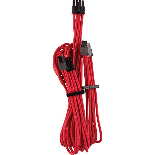 Corsair Premium kabel, 6+2 pin, PCIe, dubbele kabel, type 4 (generatie 4-serie), voor voedingen, met ommanteling, rood