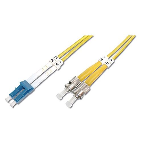 Digitus DK-2931-10 – Glasvezelkabel OS2 – 10 m – LC naar ST – Duplex Glasvezelkabel – 1/10 Gbit/s – SM Singlemode Glasvezel LAN-kabel – Vezeltype: 9/125 µ – Geel (Yellow)