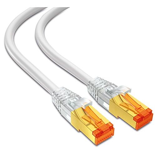 mumbi LAN-kabel 15 m CAT 7 ruwe kabel netwerkkabel S/FTP PimF CAT7 ruwe kabel ethernetkabel patchkabel RJ45 15 meter, wit