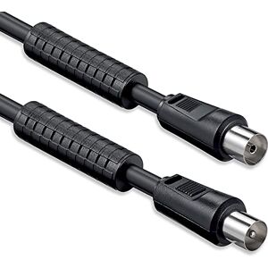 1aTTack.de Antennekabel met ferriet common-mode smoorspoel, 1,5 meter, dubbel afgeschermd, coaxiale stekker > coaxiale aansluiting (volledig afgeschermd), zwarte coaxkabel met FE 85dB 1aTTack.de Antennekabel met ferriet common-mode smoorspoel, 1,5 meter, dubbel afgeschermd, coaxiale stekker > coaxiale aansluiting (volledig afgeschermd), zwarte coaxkabel met FE 85dB