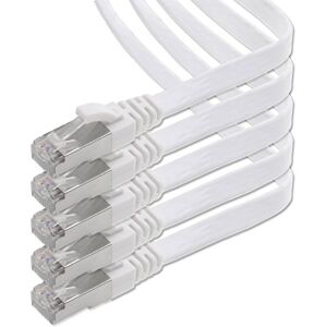 1aTTack.de 0,25 m wit 5 stuks CAT.7 Gigabit Ethernet LAN platte lintkabel (RJ45) netwerkkabel onbewerkte kabel (10 Gbit/s) installatiekabel plat slank compatibel met Cat.5 Cat.5e Cat.6 1aTTack.de 0,25 m wit 5 stuks CAT.7 Gigabit Ethernet LAN platte lintkabel (RJ45) netwerkkabel onbewerkte kabel (10 Gbit/s) installatiekabel plat slank compatibel met Cat.5 Cat.5e Cat.6