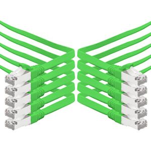 1aTTack.de 2m groen 10 stuks CAT.7 Gigabit Ethernet LAN platte lintkabel (RJ45) netwerkkabel onbewerkte kabel (10 Gbit/s) installatiekabel plat slank compatibel met Cat.5 Cat.5e Cat.6 1aTTack.de 2m groen 10 stuks CAT.7 Gigabit Ethernet LAN platte lintkabel (RJ45) netwerkkabel onbewerkte kabel (10 Gbit/s) installatiekabel plat slank compatibel met Cat.5 Cat.5e Cat.6