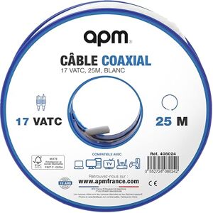 APM Coaxiale kabelspoel, 17 VATC, 25 m, hoogwaardige afscherming, wit, compatibel met tv, satelliet, TNT, parabel, frequenties HF/VHF/UHF 408024 APM Coaxiale kabelspoel, 17 VATC, 25 m, hoogwaardige afscherming, wit, compatibel met tv, satelliet, TNT, parabel, frequenties HF/VHF/UHF 408024