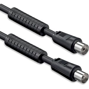 1aTTack.de Antennekabel met ferriet common-mode smoorspoel, 7,5 meter, 2x afgeschermd, coaxiale stekker > coaxiale aansluiting (volledig afgeschermd), zwarte coaxkabel met FE 85dB 1aTTack.de Antennekabel met ferriet common-mode smoorspoel, 7,5 meter, 2x afgeschermd, coaxiale stekker > coaxiale aansluiting (volledig afgeschermd), zwarte coaxkabel met FE 85dB