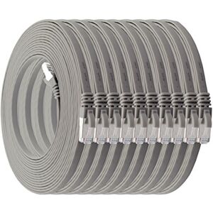 1aTTack.de 0,5 m grijs 10 stuks Cat7 platte kabel netwerkkabel Cat 7 onbewerkte kabel Gigabit LAN (10 Gbit/s) platte lintkabel installatiekabel patchkabel platte slanke RJ 45 connector Cat6a 1aTTack.de 0,5 m grijs 10 stuks Cat7 platte kabel netwerkkabel Cat 7 onbewerkte kabel Gigabit LAN (10 Gbit/s) platte lintkabel installatiekabel patchkabel platte slanke RJ 45 connector Cat6a