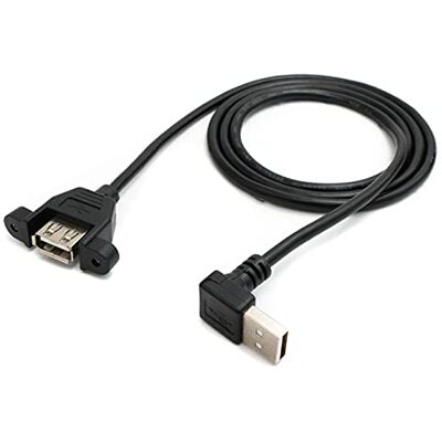 SYSTEM-S USB 2.0 kabel 100 cm type A aansluiting naar stekker adapter schroef hoek zwart SYSTEM-S USB 2.0 kabel 100 cm type A aansluiting naar stekker adapter schroef hoek zwart