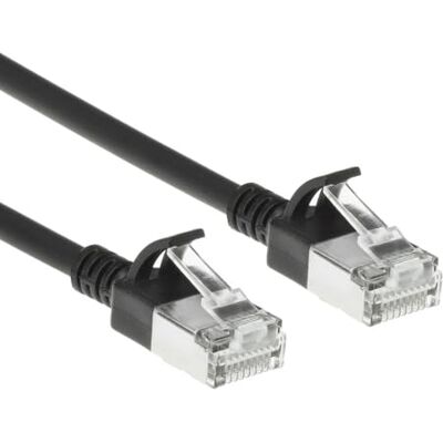 ACT Zwarte 0,25 meter LSZH S/FTP CAT6A Slimline patchkabel snagless met RJ45-stekkers DB7952 ACT Zwarte 0,25 meter LSZH S/FTP CAT6A Slimline patchkabel snagless met RJ45-stekkers DB7952