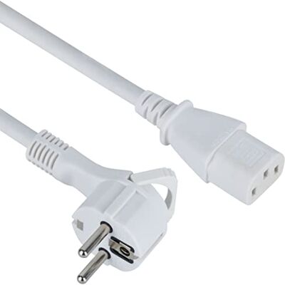 Electraline 95501 Stroomkabel 230V 1.8M, haakse netkabel naar C13-bus, IEC 320, 3-polige PC-netkabel, H05VV-F 3G0,75 kabel Electraline 95501 Stroomkabel 230V 1.8M, haakse netkabel naar C13-bus, IEC 320, 3-polige PC-netkabel, H05VV-F 3G0,75 kabel