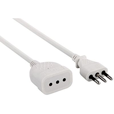 Electraline 46114 verlengkabel 5 m stekker en kleine bus 10 A, wit kabeldoorsnede 3G 0,75 mm² Electraline 46114 verlengkabel 5 m stekker en kleine bus 10 A, wit kabeldoorsnede 3G 0,75 mm²