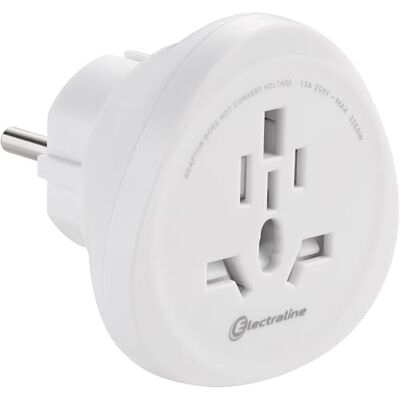 Electraline 70039 Reisadapter voor gebruik wereldwijd (stekkertypes B, G, I, L, J, N) naar Europa (stekkertypes E en F) Electraline 70039 Reisadapter voor gebruik wereldwijd (stekkertypes B, G, I, L, J, N) naar Europa (stekkertypes E en F)