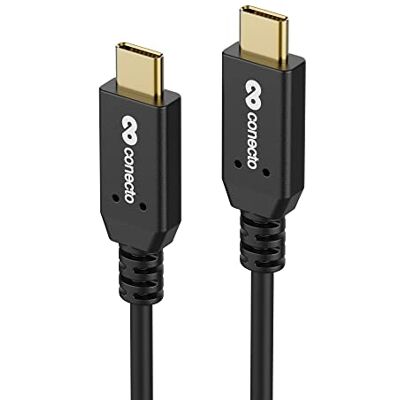conecto , USB-C naar USB-C gegevens en oplaadkabel, USB 3.1, Gen 2, snellaadfunctie, vergulde stekker, E-marker, 5A/100W, 10 GB/s, 4K 60Hz, PVC-mantel, zwart, 0,15 m conecto , USB-C naar USB-C gegevens en oplaadkabel, USB 3.1, Gen 2, snellaadfunctie, vergulde stekker, E-marker, 5A/100W, 10 GB/s, 4K 60Hz, PVC-mantel, zwart, 0,15 m