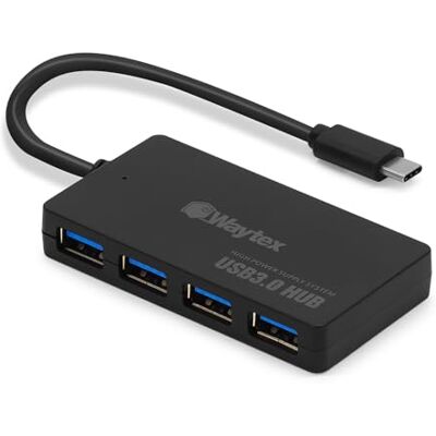 Waytex USB 3.0-hub met 4 poorten, kabel 15 cm USB C 3.1 High Speed 5Gbps en overspanningsbeveiliging, compatibel met vaste en draagbare pc, Macbook, iPad Pro, iPad Air, iPhone en Android met USB-C Waytex USB 3.0-hub met 4 poorten, kabel 15 cm USB C 3.1 High Speed 5Gbps en overspanningsbeveiliging, compatibel met vaste en draagbare pc, Macbook, iPad Pro, iPad Air, iPhone en Android met USB-C