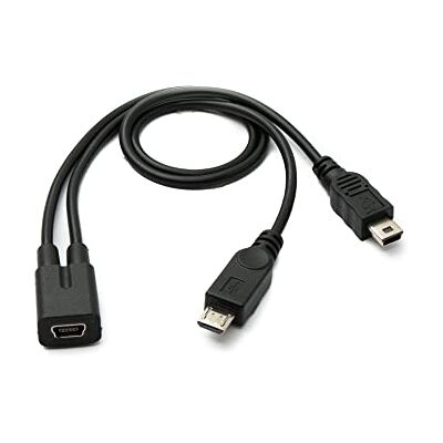 SYSTEM-S USB 2.0 Y-kabel 30 cm Mini B-bus naar stekker + Micro B-stekker adapter zwart SYSTEM-S USB 2.0 Y-kabel 30 cm Mini B-bus naar stekker + Micro B-stekker adapter zwart
