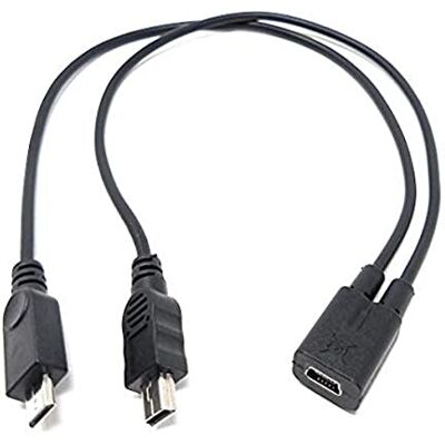 SYSTEM-S USB 2.0 kabel splitter 25 cm mini B bus naar Mini B en Micro B stekker SYSTEM-S USB 2.0 kabel splitter 25 cm mini B bus naar Mini B en Micro B stekker