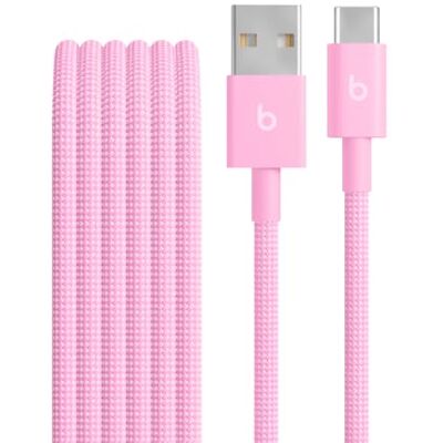 Beats -kabel voor USB-A naar USB-C Geweven, snelladen, stevig ontwerp dat niet in de knoop raakt, compatibele oplader voor Apple- en Android-apparaten (1,5 m) Krachtig roze Beats -kabel voor USB-A naar USB-C Geweven, snelladen, stevig ontwerp dat niet in de knoop raakt, compatibele oplader voor Apple- en Android-apparaten (1,5 m) Krachtig roze