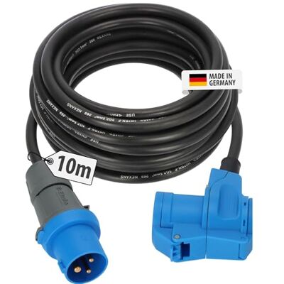 Brennenstuhl Camping Verlengsnoer met CEE Stekker en haakse koppeling incl. veiligheidscontactdoos (10m kabel in zwart, 230V/16A, voor buitengebruik, Made in Germany) Brennenstuhl Camping Verlengsnoer met CEE Stekker en haakse koppeling incl. veiligheidscontactdoos (10m kabel in zwart, 230V/16A, voor buitengebruik, Made in Germany)