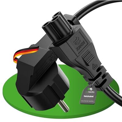 conecto Stroomkabel, geaarde stekker 90° op IEC C5 bus 90°, Euro stroomkabel voor huishoudelijke apparaten, 3,00 m, zwart conecto Stroomkabel, geaarde stekker 90° op IEC C5 bus 90°, Euro stroomkabel voor huishoudelijke apparaten, 3,00 m, zwart