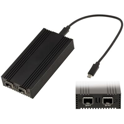 KALEA-INFORMATIQUE USB 4 Thunderbolt 3 10G naar glasvezelnetwerk adapterkabel 2 SFP+ poorten met Intel I82599 chipset KALEA-INFORMATIQUE USB 4 Thunderbolt 3 10G naar glasvezelnetwerk adapterkabel 2 SFP+ poorten met Intel I82599 chipset