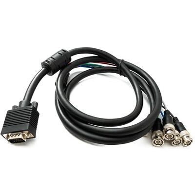 SYSTEM-S VGA-kabel 180 cm HD15 stekker naar 5 BNC RGBHV stekker coaxiale adapter in zwart SYSTEM-S VGA-kabel 180 cm HD15 stekker naar 5 BNC RGBHV stekker coaxiale adapter in zwart