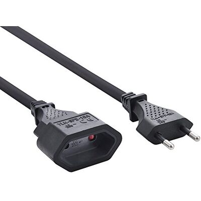 Electraline 900010CBB verlengkabel met beschermgeleider en Europese stekker (2 x 1 mm², 10 A) zwart Electraline 900010CBB verlengkabel met beschermgeleider en Europese stekker (2 x 1 mm², 10 A) zwart