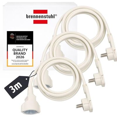 Brennenstuhl set van 3 kwaliteit kunststof verlengkabel met platte stekker (verlengsnoer plat voor binnen met 3m kabel) wit Brennenstuhl set van 3 kwaliteit kunststof verlengkabel met platte stekker (verlengsnoer plat voor binnen met 3m kabel) wit