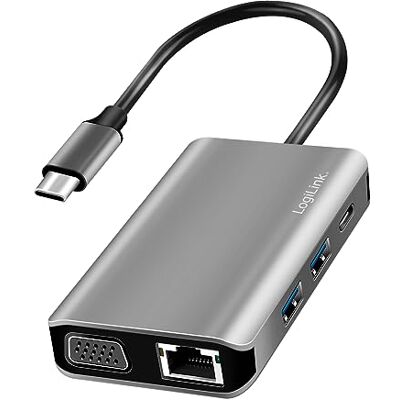 Logilink USB 3.2 Gen 1 dockingstation 7-poort, met USB-C-aansluiting en PD (PowerDelivery), UHD-4K resolutie, RJ45 Gigabit netwerk Logilink USB 3.2 Gen 1 dockingstation 7-poort, met USB-C-aansluiting en PD (PowerDelivery), UHD-4K resolutie, RJ45 Gigabit netwerk