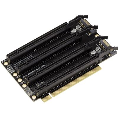 KALEA-INFORMATIQUE Riser-adapter PCIe Gen 3.0 x16 naar 4-poorts x4-splitter 90°-oriëntatie KALEA-INFORMATIQUE Riser-adapter PCIe Gen 3.0 x16 naar 4-poorts x4-splitter 90°-oriëntatie