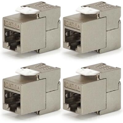 Waytex Set van 4 Cat6a FTP Keystone-bases RJ45 kort zonder gereedschap Vernikkelde metalen connector 10 Gbps 500 MHz FTP afgeschermd T568 A/B AWG22 tot 26 met kabelbinders Waytex Set van 4 Cat6a FTP Keystone-bases RJ45 kort zonder gereedschap Vernikkelde metalen connector 10 Gbps 500 MHz FTP afgeschermd T568 A/B AWG22 tot 26 met kabelbinders