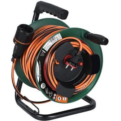 Electraline 49238 Verlengkabel voor tuin, met vaste platina-haspel, 30 m, 2 x 1,5 mm, met Europese stekker, Electralock uitgerust met een vergrendelingssysteem dat het losmaken van stekker en Electraline 49238 Verlengkabel voor tuin, met vaste platina-haspel, 30 m, 2 x 1,5 mm, met Europese stekker, Electralock uitgerust met een vergrendelingssysteem dat het losmaken van stekker en
