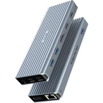 YLSCI USB C-hub, 11-in-1 docking station voor MacBook Air/MacBook Pro/Surface Pro, met 2 x 4K @60Hz HDMI, 2 x 4K @60Hz DP, 3 x USB 3.1, Gigabit LAN, PD3.0, USB-C, 3,5 mm, led-display YLSCI USB C-hub, 11-in-1 docking station voor MacBook Air/MacBook Pro/Surface Pro, met 2 x 4K @60Hz HDMI, 2 x 4K @60Hz DP, 3 x USB 3.1, Gigabit LAN, PD3.0, USB-C, 3,5 mm, led-display