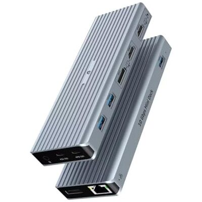 OOTDAY Laptop Docking Station 11 in 1 Docking Station USB C met twee 4K @60Hz video-uitgangen, 3x USB 3.1 10 Gbit/s, 2 x HDMI, Gigabit Ethernet en audio, twee monitoren OOTDAY Laptop Docking Station 11 in 1 Docking Station USB C met twee 4K @60Hz video-uitgangen, 3x USB 3.1 10 Gbit/s, 2 x HDMI, Gigabit Ethernet en audio, twee monitoren