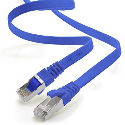 1aTTack.de 0,25 m blauw 1 stuk CAT.7 Gigabit Ethernet LAN platte lintkabel (RJ45) netwerkkabel onbewerkte kabel (10 Gbit/s) installatiekabel plat slank compatibel met Cat.5 Cat.5e Cat.6 1aTTack.de 0,25 m blauw 1 stuk CAT.7 Gigabit Ethernet LAN platte lintkabel (RJ45) netwerkkabel onbewerkte kabel (10 Gbit/s) installatiekabel plat slank compatibel met Cat.5 Cat.5e Cat.6