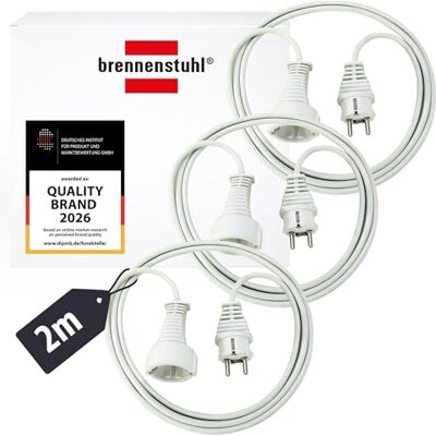 Brennenstuhl set van 3 kwaliteit kunststof verlengkabel met geaarde stekker en koppeling (verlengsnoer voor binnen met 2m kabel) wit Brennenstuhl set van 3 kwaliteit kunststof verlengkabel met geaarde stekker en koppeling (verlengsnoer voor binnen met 2m kabel) wit