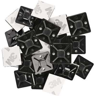 EMOS 25 stuks zelfklevende kabelbinderhouders, 2 x 2 cm, 3M-houder voor kabelbinders, ABS-kunststof, hoge sterkte, koude- en hittebestendig -40 °C 80 °C, uv-bescherming, voor buiten, zwart EMOS 25 stuks zelfklevende kabelbinderhouders, 2 x 2 cm, 3M-houder voor kabelbinders, ABS-kunststof, hoge sterkte, koude- en hittebestendig -40 °C 80 °C, uv-bescherming, voor buiten, zwart