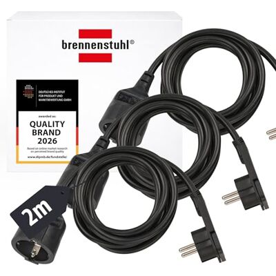 Brennenstuhl set van 3 hoogwaardige kunststof verlengkabel met platte stekker 2m zwart Brennenstuhl set van 3 hoogwaardige kunststof verlengkabel met platte stekker 2m zwart