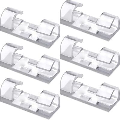 Electraline 71697 Set van 15 transparante kabelclips met lijm, bureau-organizer voor kabels, kabelbeheer, USB-oplaadkabel, audiokabel, enz Electraline 71697 Set van 15 transparante kabelclips met lijm, bureau-organizer voor kabels, kabelbeheer, USB-oplaadkabel, audiokabel, enz