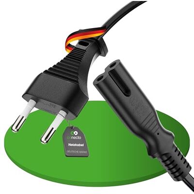 conecto Stroomkabel, eurostekker recht naar IEC bus C7 recht, Euro stroomkabel voor huishoudelijke apparaten, 1,00 m, zwart conecto Stroomkabel, eurostekker recht naar IEC bus C7 recht, Euro stroomkabel voor huishoudelijke apparaten, 1,00 m, zwart
