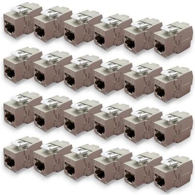 Waytex Keystone RJ45 Cat6a FTP Embases zonder gereedschap Afgeschermde connectoren van verzinkt metaal 10 Gbps 500 MHz FTP afgeschermd T568 A/B AWG22-26 met kabelbinders Waytex Keystone RJ45 Cat6a FTP Embases zonder gereedschap Afgeschermde connectoren van verzinkt metaal 10 Gbps 500 MHz FTP afgeschermd T568 A/B AWG22-26 met kabelbinders