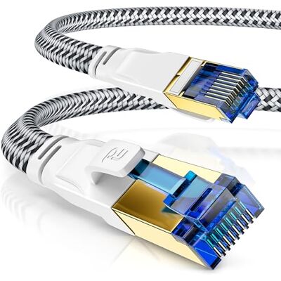 CSL-Computer CSL CAT 8 Netwerkkabel Flat 40 Gbits Katoenen Mantel 10m LAN-kabel Patchkabel RJ45 Ethernet-kabel 4000 Mbits Snelheid Flatbandkabel Installatiekabel CSL-Computer CSL CAT 8 Netwerkkabel Flat 40 Gbits Katoenen Mantel 10m LAN-kabel Patchkabel RJ45 Ethernet-kabel 4000 Mbits Snelheid Flatbandkabel Installatiekabel