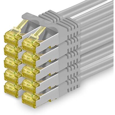 1aTTack.de CAT 7 LAN-kabel 0,5m 10Gbps Netwerkkabel S/FTP (10 stuks Grijs) 1m 2m 3m 5m 7,5m 10m 15m 20m 25m 30m, RJ45 hoge snelheid, afgeschermde Ethernetkabel voor gaming, modem, router, pc 1aTTack.de CAT 7 LAN-kabel 0,5m 10Gbps Netwerkkabel S/FTP (10 stuks Grijs) 1m 2m 3m 5m 7,5m 10m 15m 20m 25m 30m, RJ45 hoge snelheid, afgeschermde Ethernetkabel voor gaming, modem, router, pc