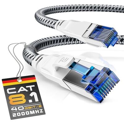 CSL-Computer CSL CAT 8 netwerkkabel 40 Gbits 10m katoenen mantel LAN-kabel patchkabel RJ45 CAT 8 Gigabit Ethernet Cable 4000 Mbits snelheid S/FTP PIMF afscherming wit CSL-Computer CSL CAT 8 netwerkkabel 40 Gbits 10m katoenen mantel LAN-kabel patchkabel RJ45 CAT 8 Gigabit Ethernet Cable 4000 Mbits snelheid S/FTP PIMF afscherming wit
