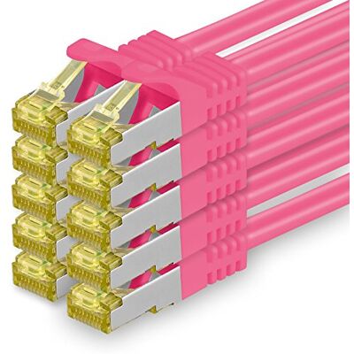 1aTTack.de CAT 7 LAN-kabel 1m 10Gbps Netwerkkabel S/FTP (10 stuks Magenta) 1m 2m 3m 5m 7,5m 10m 15m 20m 25m 30m, RJ45 hoge snelheid, afgeschermde Ethernetkabel voor gaming, modem, router, pc 1aTTack.de CAT 7 LAN-kabel 1m 10Gbps Netwerkkabel S/FTP (10 stuks Magenta) 1m 2m 3m 5m 7,5m 10m 15m 20m 25m 30m, RJ45 hoge snelheid, afgeschermde Ethernetkabel voor gaming, modem, router, pc