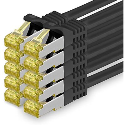 1aTTack.de CAT 7 LAN-kabel 0,5m 10Gbps Netwerkkabel S/FTP (10 stuks Zwart) 1m 2m 3m 5m 7,5m 10m 15m 20m 25m 30m, RJ45 hoge snelheid, afgeschermde Ethernetkabel voor gaming, modem, router, pc 1aTTack.de CAT 7 LAN-kabel 0,5m 10Gbps Netwerkkabel S/FTP (10 stuks Zwart) 1m 2m 3m 5m 7,5m 10m 15m 20m 25m 30m, RJ45 hoge snelheid, afgeschermde Ethernetkabel voor gaming, modem, router, pc