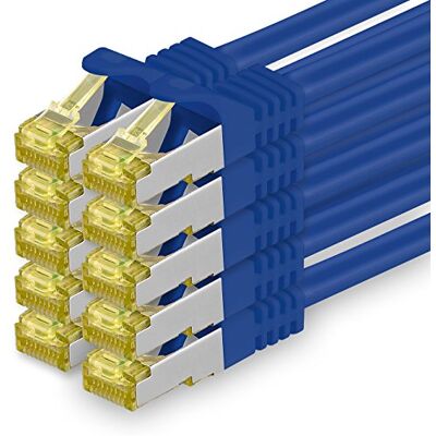 1aTTack.de CAT 7 LAN-kabel 0,5m 10Gbps Netwerkkabel S/FTP (10 stuks Blauw) 1m 2m 3m 5m 7,5m 10m 15m 20m 25m 30m, RJ45 hoge snelheid, afgeschermde Ethernetkabel voor gaming, modem, router, pc 1aTTack.de CAT 7 LAN-kabel 0,5m 10Gbps Netwerkkabel S/FTP (10 stuks Blauw) 1m 2m 3m 5m 7,5m 10m 15m 20m 25m 30m, RJ45 hoge snelheid, afgeschermde Ethernetkabel voor gaming, modem, router, pc