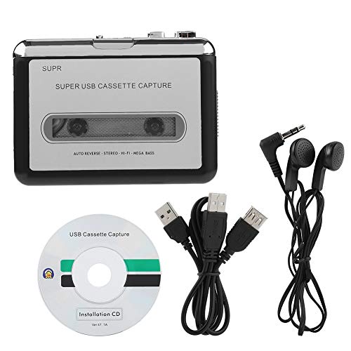 Zerone Cassettelezer, USB Portable Tape to PC Recorder Cassette Recorder MP3 Recorder Acquisci muziekspeler Digital Audio voor laptop en PC