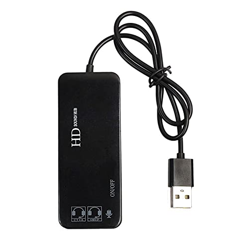 Oikabio 3 poorten USB 2.0 Hub externe 7.1 Ch Sound Card Headset Microfoon voor PC Zwart