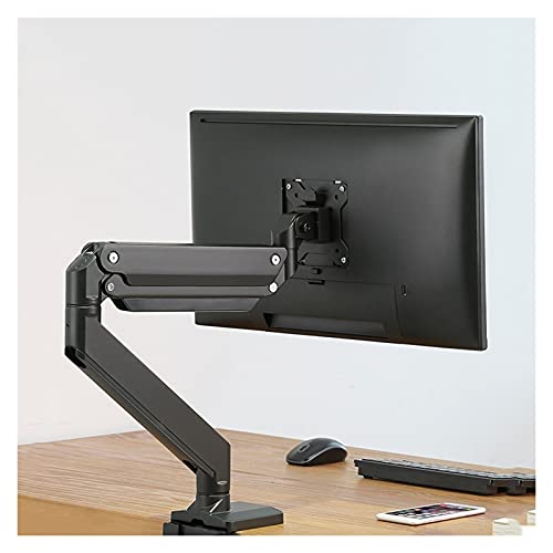 QTBH Monitorstandaard arm Desktop Monitor Stand Arm Single Monitor Desk Mount met gasveer voor 17`-40'a'monitors, Heavy Duty Monitor Stand, houdt maximaal 1-15kg vast Monitorstandaard (Color : Black)