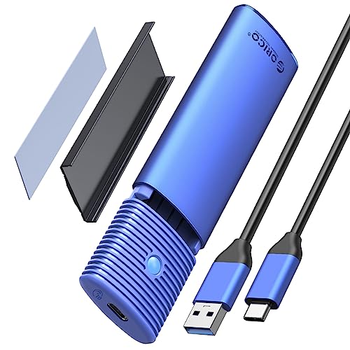 ORICO M.2 NVMe SSD behuizing, USB 3.2 USB C 10 Gbps adapter voor NVMe PCIe M-Key/M+B Key in 2230/2242/2260/2280, M2 Case met USB C-A-kabel, gereedschapsloos, USAP- PWM2G2A, blauw