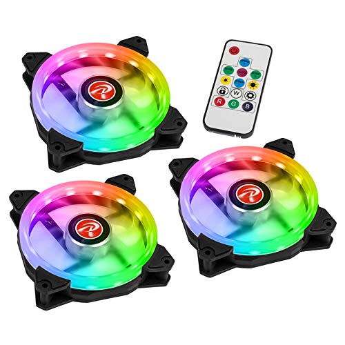 Raijintek IRIS 12 stuks behuizingsventilator, 120 mm, RGB-ventilator, 3 stuks, PC ARGB-ventilator 120 mm PWM, ventilator PC met ARGB ring, stille stille wings PWM